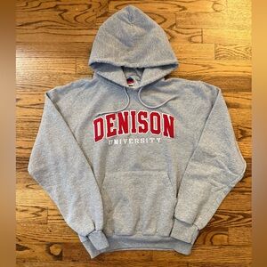 Denison University Champion Grey Gray Hoodie Small S